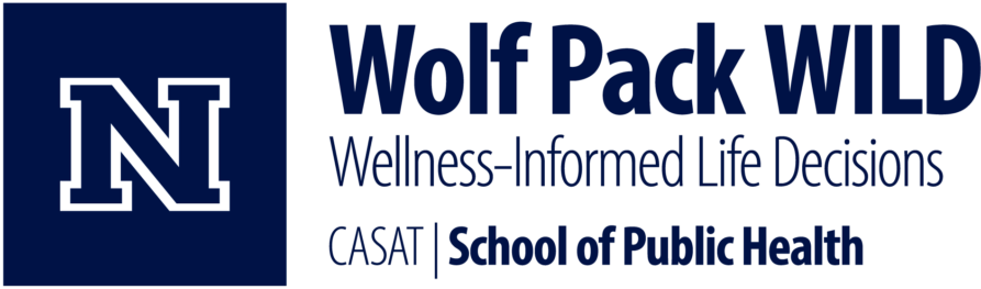 Wolf Pack WILD logo, helping students make wellness informed life decisions. A program housed at CASAT a center of the School of Public Health.