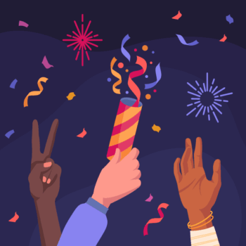 Abstract image of friends celebrating together